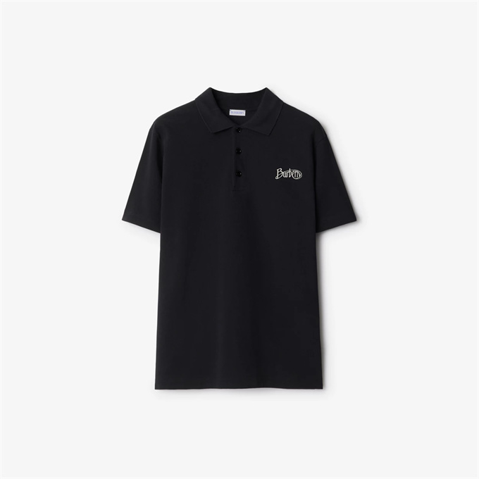 burberry archival logo embroidery cotton pique polo shirt
